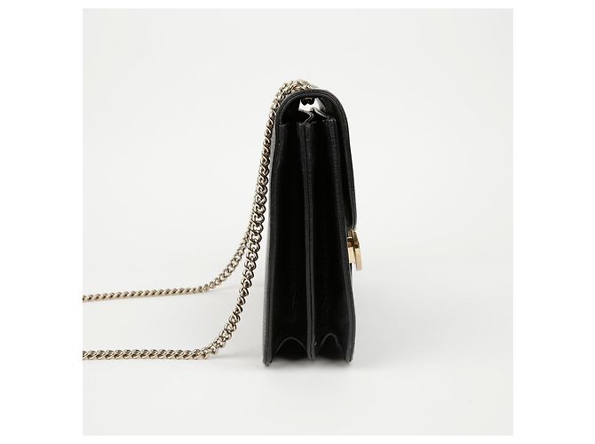 Gucci Borsa a tracolla con catena media Interlocking Nera - vista 6