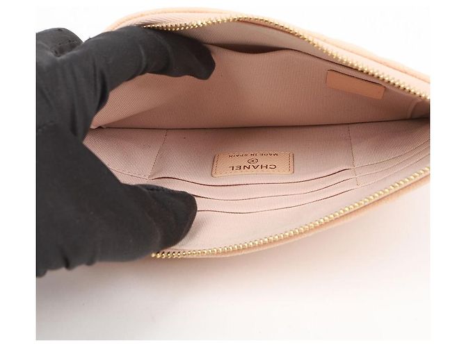 Chanel Caviar Classic Small Pouch Pink Beige Gold - vista 10