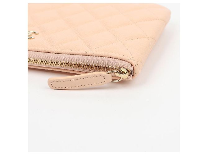 Chanel Caviar Classic Small Pouch Pink Beige Gold - vista 7