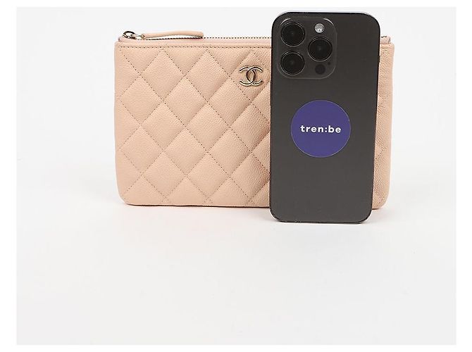 Chanel Caviar Classic Small Pouch Pink Beige Gold - vista 9