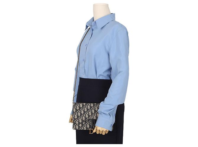 Dior Pouch Saddle con catena Blue Oblique Jacquard - vista 10