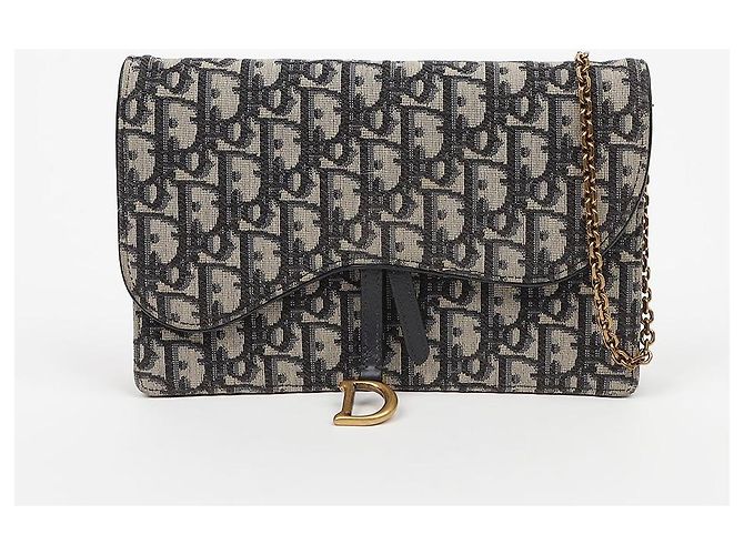 Dior Pouch Saddle con catena Blue Oblique Jacquard - vista 2