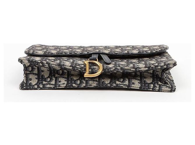 Dior Pouch Saddle con catena Blue Oblique Jacquard - vista 5