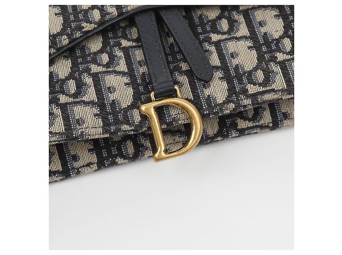 Dior Pouch Saddle con catena Blue Oblique Jacquard - vista 6