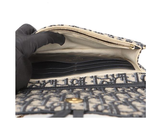 Dior Pouch Saddle con catena Blue Oblique Jacquard - vista 9