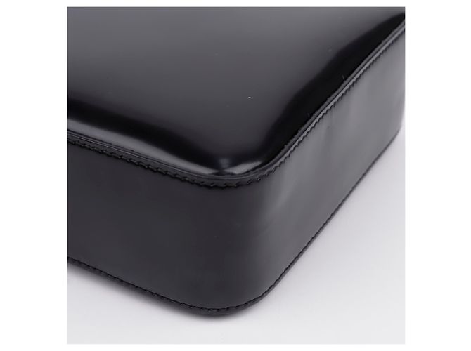Prada Borsa Tote Small in Pelle Spazzolata con Logo Triangle Nero - vista 10