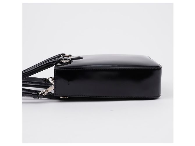 Prada Borsa Tote Small in Pelle Spazzolata con Logo Triangle Nero - vista 4