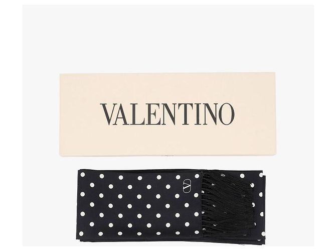 Valentino Sciarpa in seta a pois con frange - vista 9
