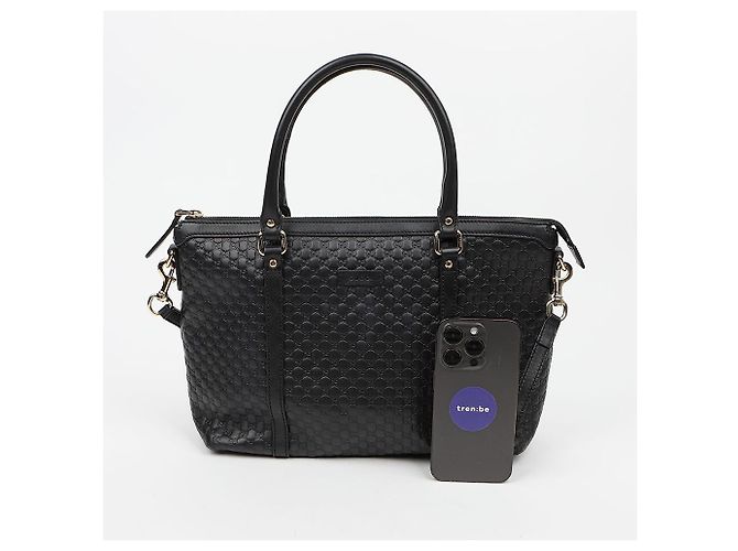 Gucci GG Micro Shima Leder Tote Bag Schwarz - Ansicht 11
