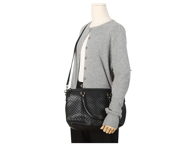 Gucci GG Micro Shima Leder Tote Bag Schwarz - Ansicht 12