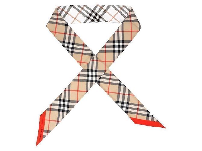 Burberry Pañuelo de seda para mujer con cuadros contrastados - vista 3
