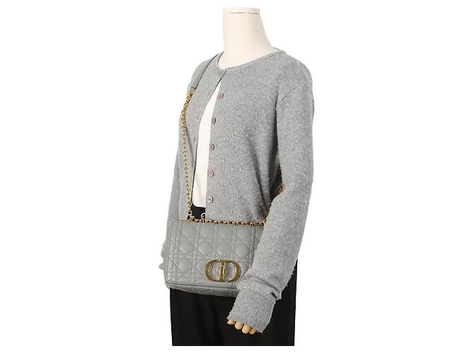 Dior Borsa a Spalla Canoe Cannage Medium Chain Nero - vista 11