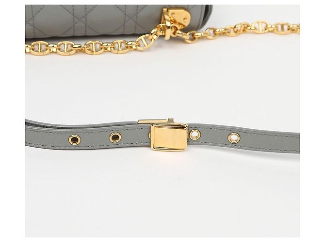 Dior Borsa a Spalla Canoe Cannage Medium Chain Nero - vista 7