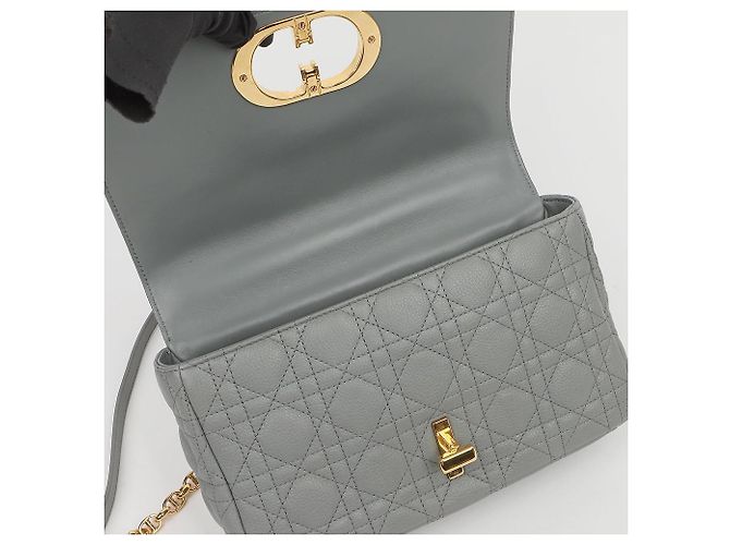 Dior Borsa a Spalla Canoe Cannage Medium Chain Nero - vista 8