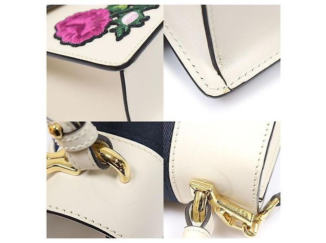 Gucci Mini Top Handle in pelle bianca con ricamo fiore WEB - vista 6
