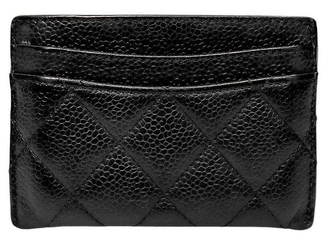 Chanel Tarjetero de piel caviar negra - vista 3