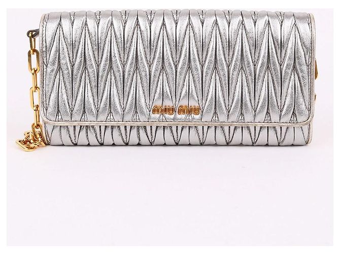 Miu Miu Mini Borsa a Tracolla Argento Pelle - vista 2