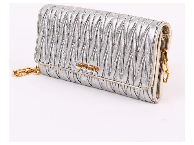 Miu Miu Mini Borsa a Tracolla Argento Pelle - vista 4