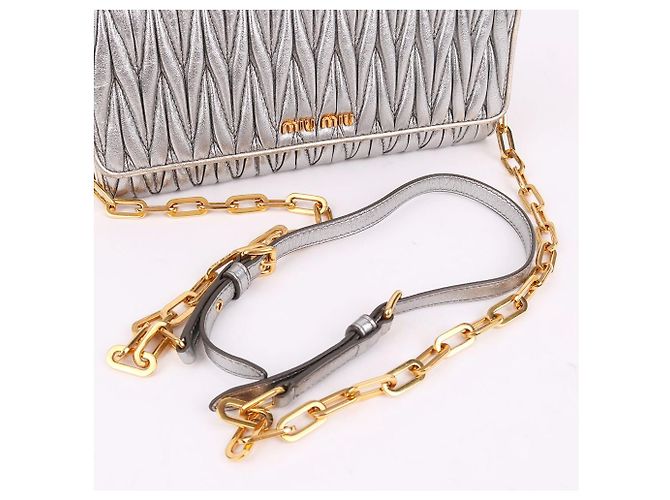 Miu Miu Mini Borsa a Tracolla Argento Pelle - vista 6