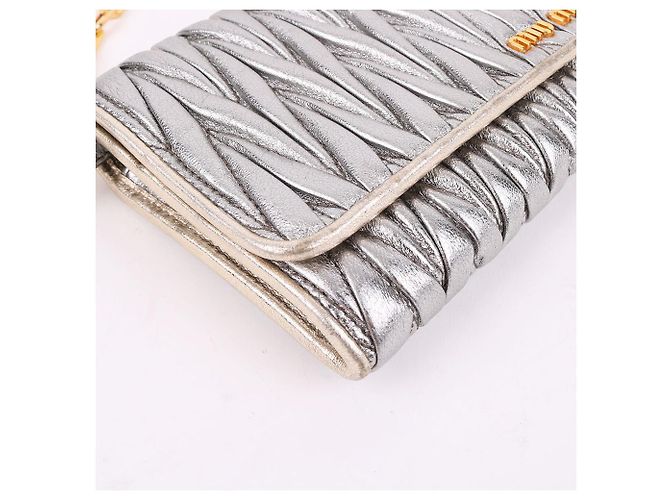 Miu Miu Mini Borsa a Tracolla Argento Pelle - vista 8