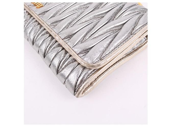 Miu Miu Mini Borsa a Tracolla Argento Pelle - vista 9