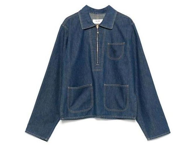Céline QUATER Zip Shirt in Dark Ocean Wash Denim - Ansicht 4