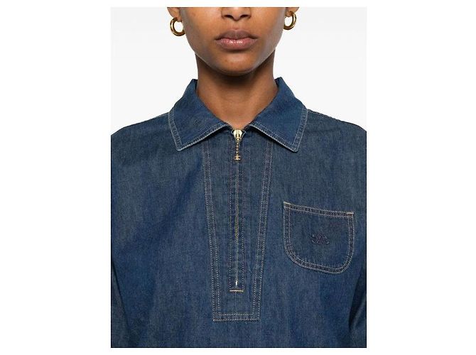 Céline QUATER Zip Shirt in Dark Ocean Wash Denim - Ansicht 5