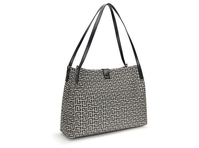 Balmain Bolso de hombro de algodón negro - vista 2