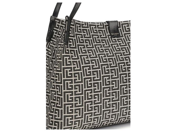 Balmain Bolso de hombro de algodón negro - vista 4