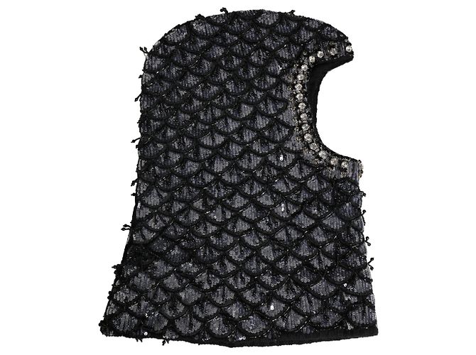 Dolce & Gabbana Passamontagna in lana nera con cristalli - vista 2