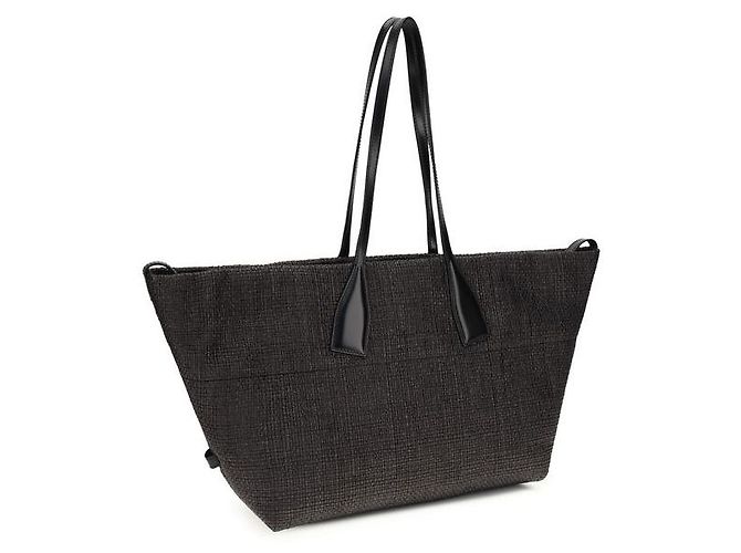 Balmain Schultertasche aus schwarzer Raffia - Ansicht 3