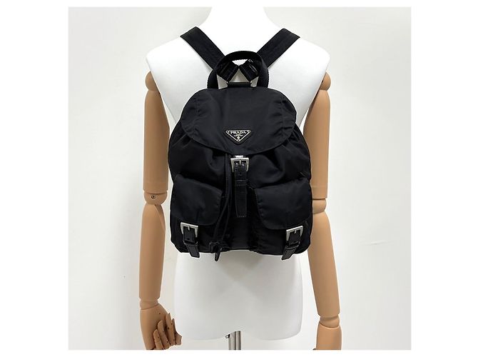 Prada Nylon Triangle Logo Backpack Twenty Black - view 3