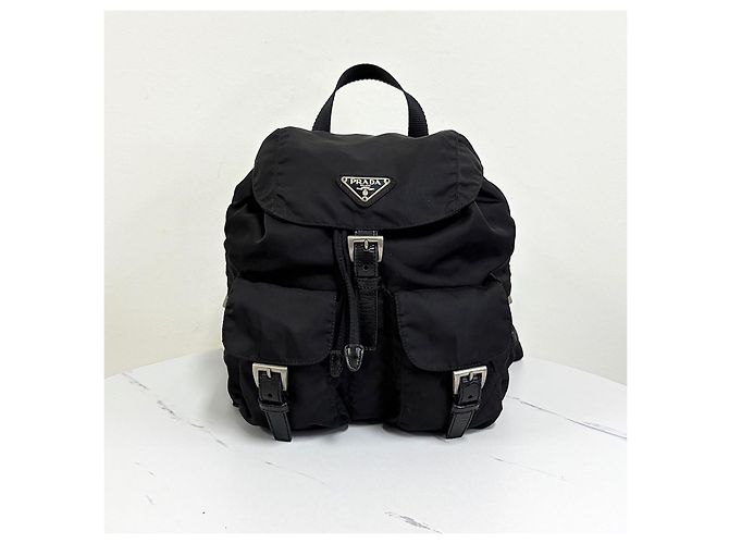 Prada Nylon Triangle Logo Backpack Twenty Black - view 6