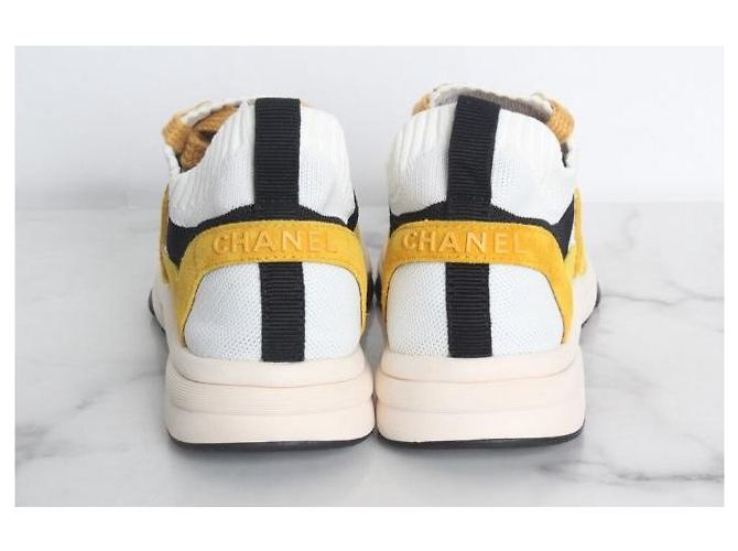 Chanel Strick-Sneaker mit CC-Logo Gelb - Ansicht 6