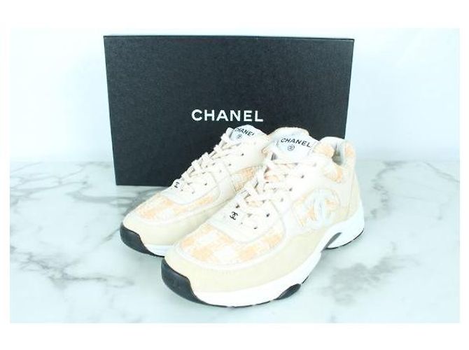 Chanel Sneakers in tweed di cotone con logo CC - vista 2