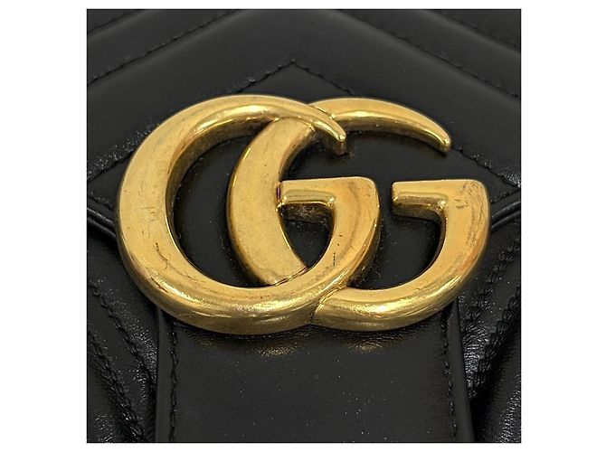 Gucci Borsa a tracolla e spalla GG Marmont Matelassé con catena Nero - vista 10