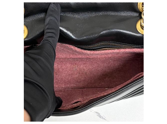 Gucci Borsa a tracolla e spalla GG Marmont Matelassé con catena Nero - vista 13