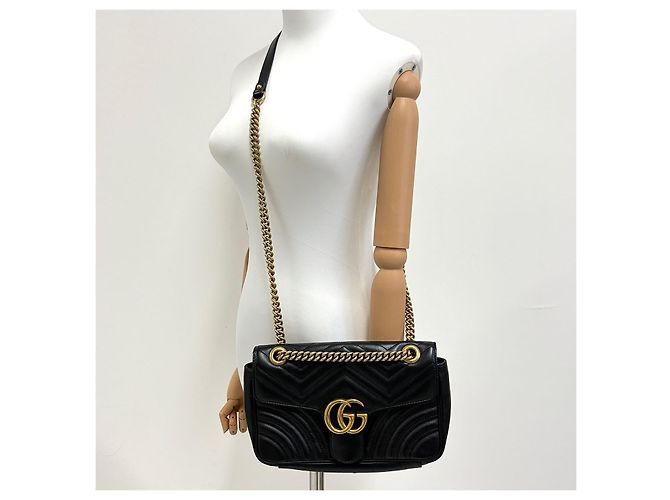 Gucci Borsa a tracolla e spalla GG Marmont Matelassé con catena Nero - vista 3