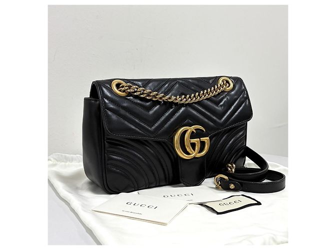 Gucci Borsa a tracolla e spalla GG Marmont Matelassé con catena Nero - vista 4