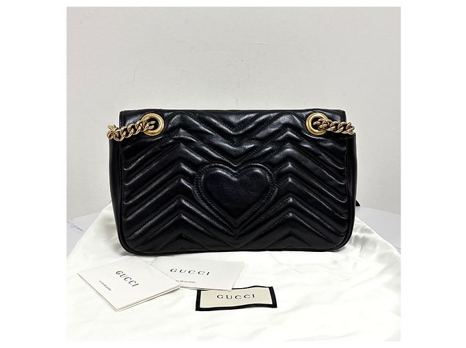 Gucci Borsa a tracolla e spalla GG Marmont Matelassé con catena Nero - vista 5