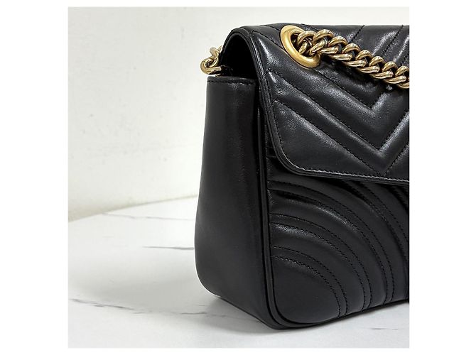 Gucci Borsa a tracolla e spalla GG Marmont Matelassé con catena Nero - vista 9