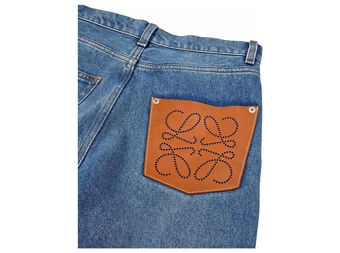 Loewe Pantaloni in denim con logo Anagram da donna - vista 3