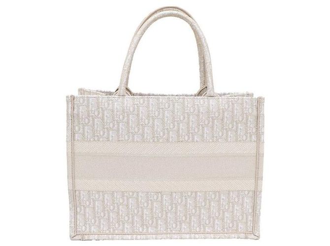 Dior Borsa Book Tote Medium in canvas con ricami Oblique dorati - vista 3