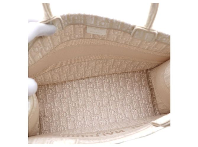 Dior Borsa Book Tote Medium in canvas con ricami Oblique dorati - vista 7