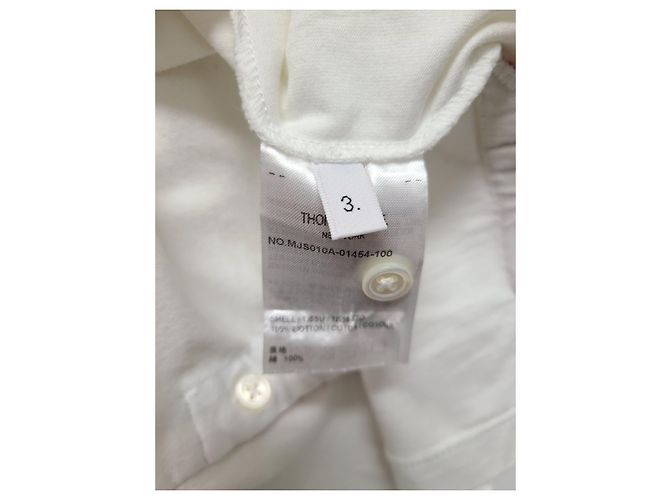 Thom Browne Weiß gestreiftes Kurzarm-T-Shirt mit Tasche - Ansicht 5
