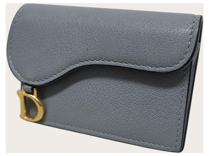 Dior Tarjetero Saddle Bloom con solapa en piel Cloud Blue - vista 2
