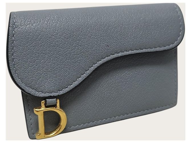 Dior Tarjetero Saddle Bloom con solapa en piel Cloud Blue - vista 3