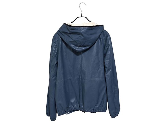 Brunello Cucinelli Giacca in pelle con cappuccio e zip da donna - vista 2