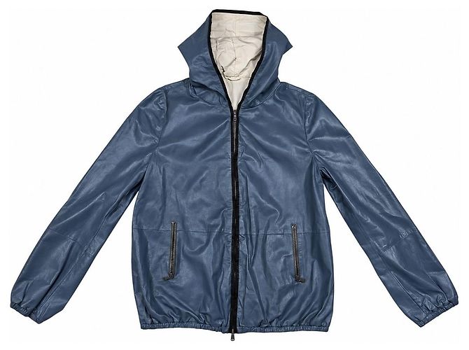 Brunello Cucinelli Giacca in pelle con cappuccio e zip da donna - vista 4