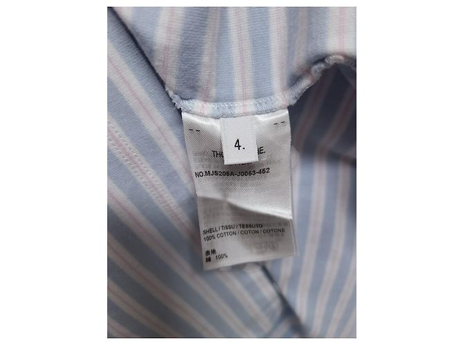 Thom Browne Kurzarm-T-Shirt aus Jersey mit Tasche, hellblau-weiß gestreift - Ansicht 5